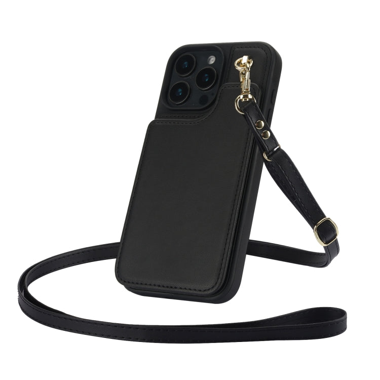 Crossbody Dual-Buckle Wallet Back Leather Phone Case, For iPhone 16 Pro Max, For iPhone 16 Pro, For iPhone 16 Plus, For iPhone 16, For iPhone 15 Pro Max