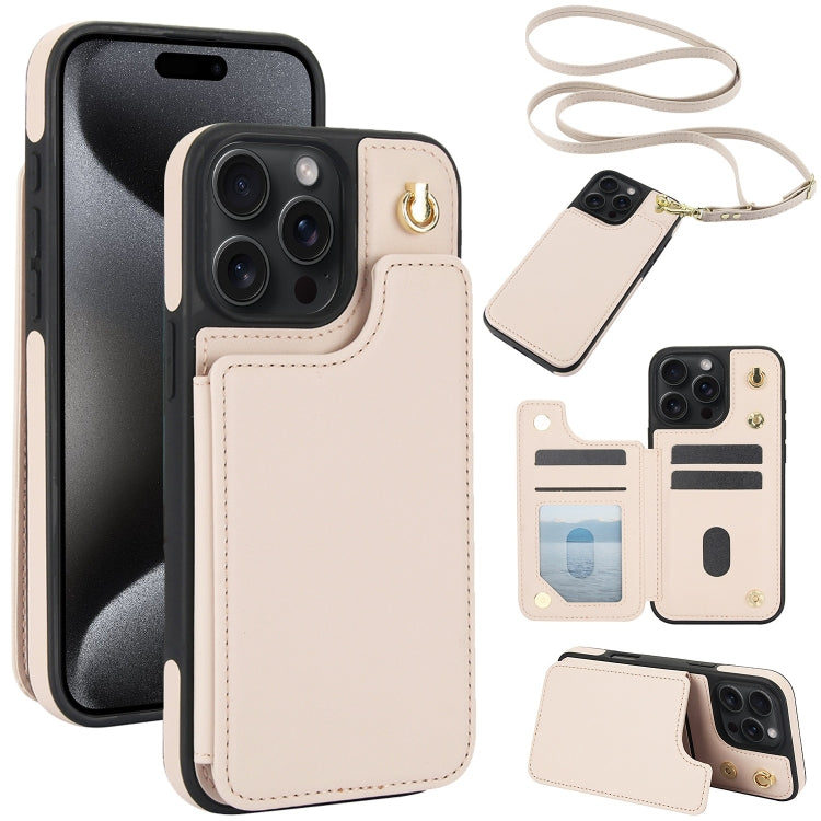 Crossbody Dual-Buckle Wallet Back Leather Phone Case, For iPhone 15 Pro, For iPhone 15 Plus, For iPhone 15, For iPhone 14 Plus, For iPhone 14 / 13