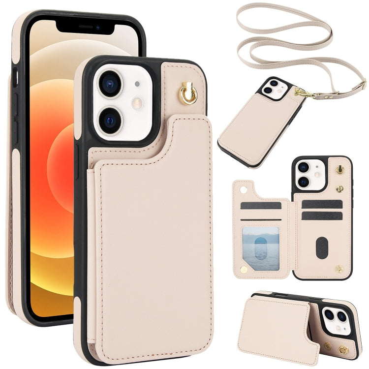 Crossbody Dual-Buckle Wallet Back Leather Phone Case, For iPhone 14 Pro, For iPhone 14 Pro Max, For iPhone 13 Pro Max, For iPhone 13 Pro, For iPhone 12 / 12 Pro