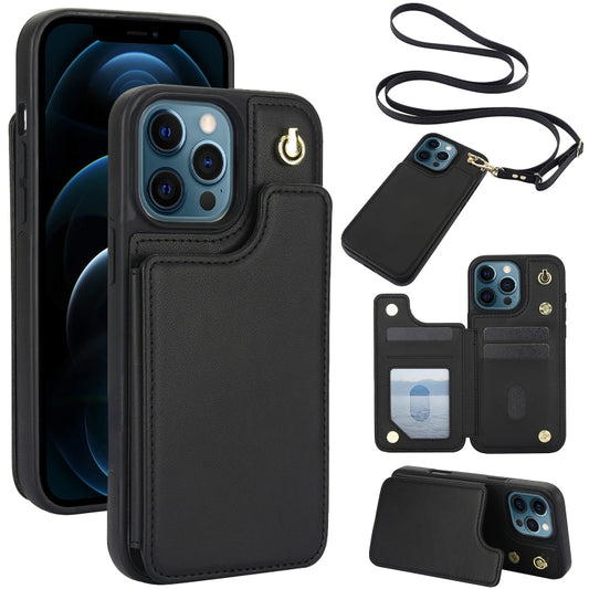 Crossbody Dual-Buckle Wallet Back Leather Phone Case, For iPhone 12 Pro Max, For iPhone 11 Pro Max, For iPhone 11, For iPhone 11 Pro