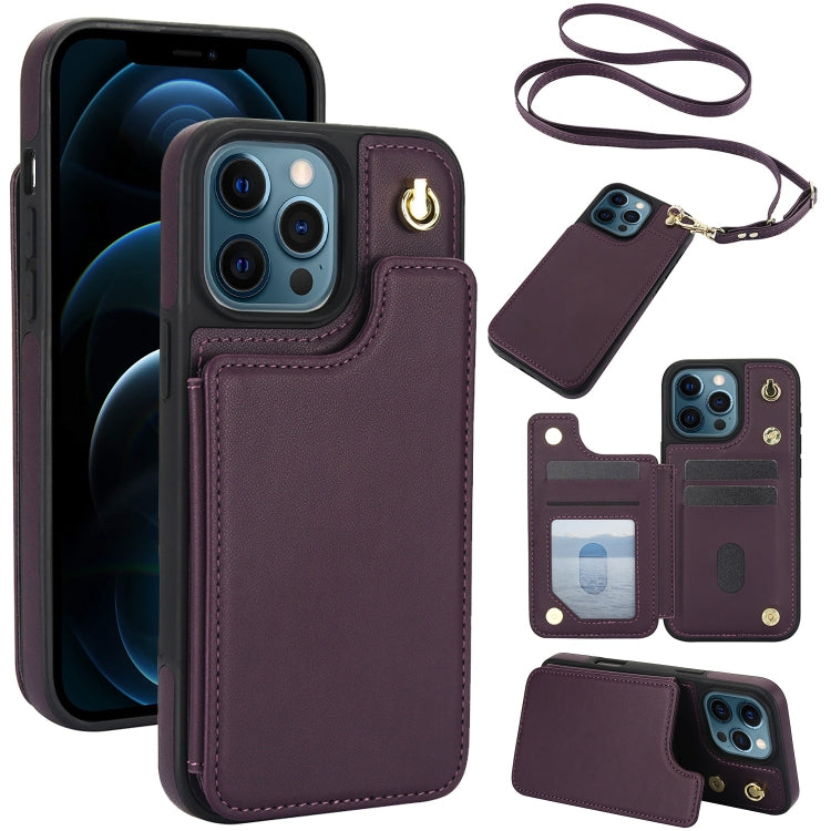 Crossbody Dual-Buckle Wallet Back Leather Phone Case, For iPhone 12 Pro Max, For iPhone 11 Pro Max, For iPhone 11, For iPhone 11 Pro