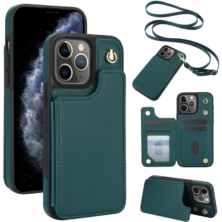 Crossbody Dual-Buckle Wallet Back Leather Phone Case, For iPhone 12 Pro Max, For iPhone 11 Pro Max, For iPhone 11, For iPhone 11 Pro