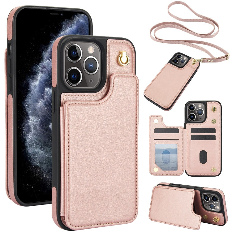 Crossbody Dual-Buckle Wallet Back Leather Phone Case, For iPhone 12 Pro Max, For iPhone 11 Pro Max, For iPhone 11, For iPhone 11 Pro