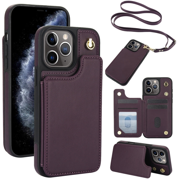 Crossbody Dual-Buckle Wallet Back Leather Phone Case, For iPhone 12 Pro Max, For iPhone 11 Pro Max, For iPhone 11, For iPhone 11 Pro