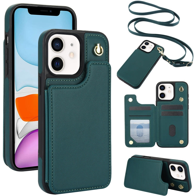 Crossbody Dual-Buckle Wallet Back Leather Phone Case, For iPhone 12 Pro Max, For iPhone 11 Pro Max, For iPhone 11, For iPhone 11 Pro