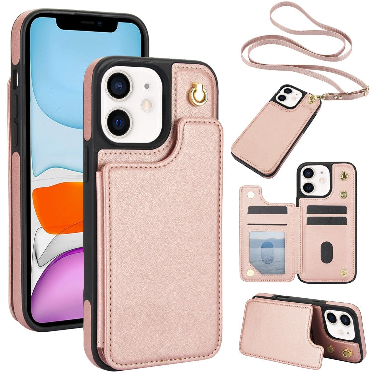 Crossbody Dual-Buckle Wallet Back Leather Phone Case, For iPhone 12 Pro Max, For iPhone 11 Pro Max, For iPhone 11, For iPhone 11 Pro