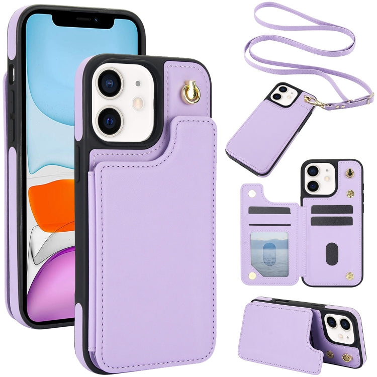 Crossbody Dual-Buckle Wallet Back Leather Phone Case, For iPhone 12 Pro Max, For iPhone 11 Pro Max, For iPhone 11, For iPhone 11 Pro