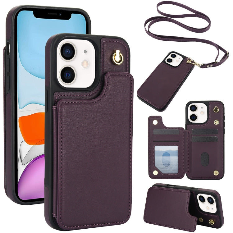 Crossbody Dual-Buckle Wallet Back Leather Phone Case, For iPhone 12 Pro Max, For iPhone 11 Pro Max, For iPhone 11, For iPhone 11 Pro