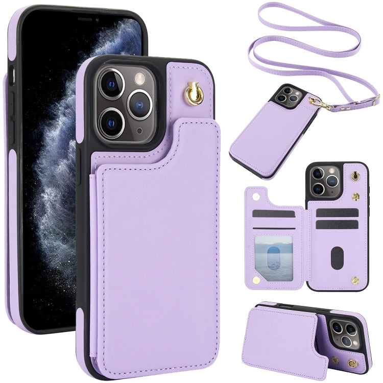 Crossbody Dual-Buckle Wallet Back Leather Phone Case, For iPhone 12 Pro Max, For iPhone 11 Pro Max, For iPhone 11, For iPhone 11 Pro