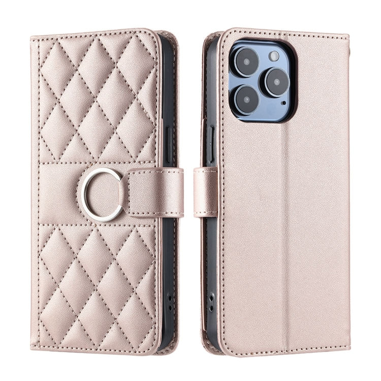 Ring Buckle Rhombic Leather Phone Case, For iPhone 16e, For iPhone 16 Pro Max, For iPhone 16 Pro, For iPhone 16 Plus, For iPhone 16, For iPhone 15 Pro Max