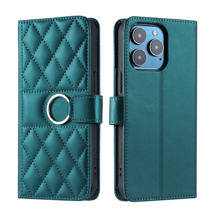 Ring Buckle Rhombic Leather Phone Case, For iPhone 16e, For iPhone 16 Pro Max, For iPhone 16 Pro, For iPhone 16 Plus, For iPhone 16, For iPhone 15 Pro Max