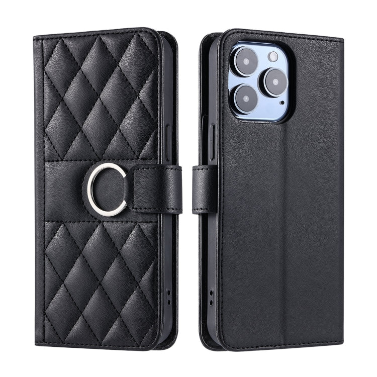 Ring Buckle Rhombic Leather Phone Case, For iPhone 16e, For iPhone 16 Pro Max, For iPhone 16 Pro, For iPhone 16 Plus, For iPhone 16, For iPhone 15 Pro Max