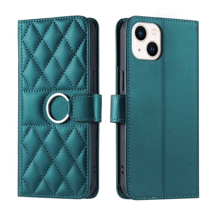 Ring Buckle Rhombic Leather Phone Case, For iPhone 15 Pro, For iPhone 15 Plus, For iPhone 15, For iPhone 14 Plus, For iPhone 14 / 13, For iPhone 14 Pro