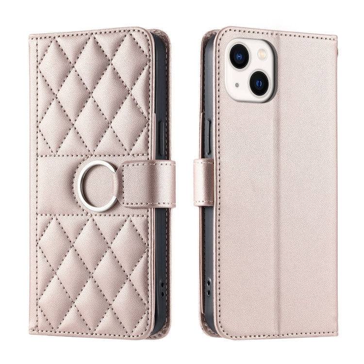 Ring Buckle Rhombic Leather Phone Case, For iPhone 15 Pro, For iPhone 15 Plus, For iPhone 15, For iPhone 14 Plus, For iPhone 14 / 13, For iPhone 14 Pro