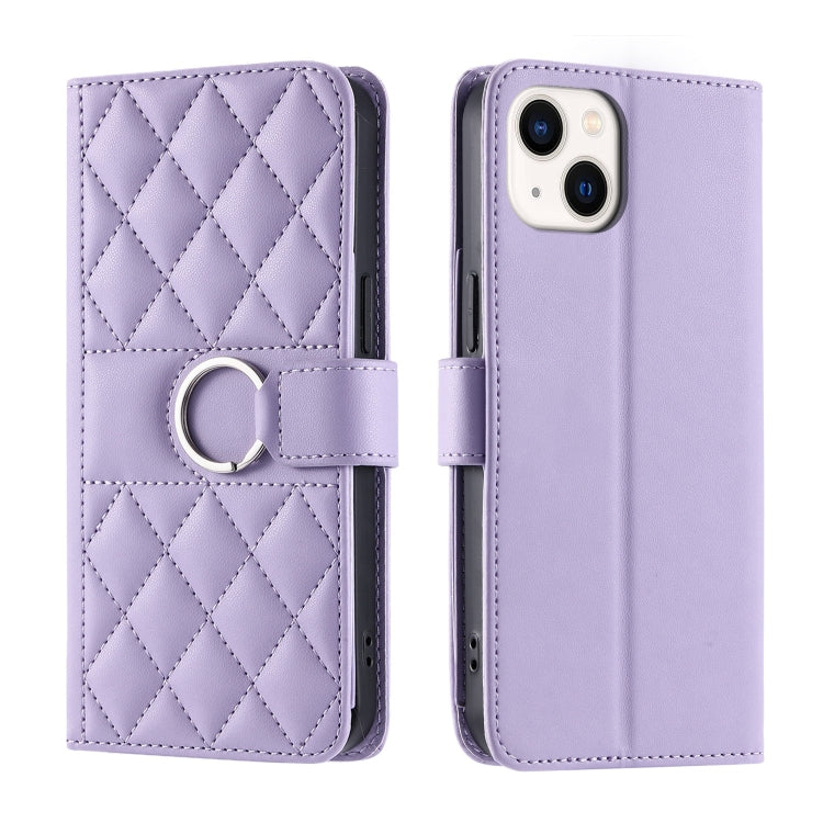 Ring Buckle Rhombic Leather Phone Case, For iPhone 15 Pro, For iPhone 15 Plus, For iPhone 15, For iPhone 14 Plus, For iPhone 14 / 13, For iPhone 14 Pro