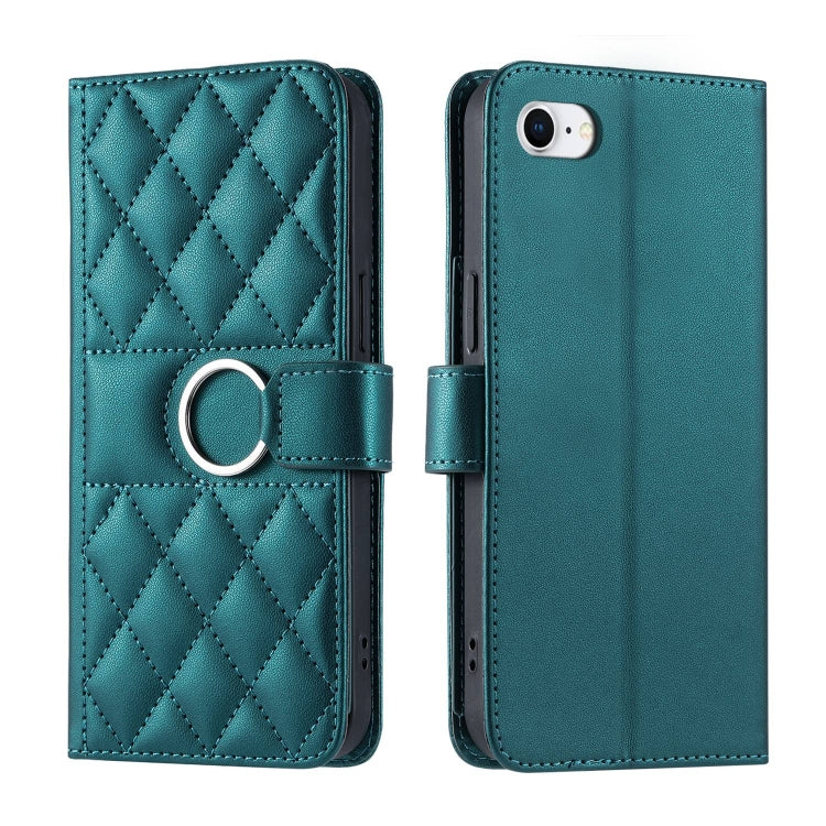 Ring Buckle Rhombic Leather Phone Case, For iPhone 14 Pro Max, For iPhone 7 / 8 / SE 2022, For iPhone 13 Pro Max, For iPhone 13 Pro, For iPhone 13 mini, For iPhone 12 / 12 Pro