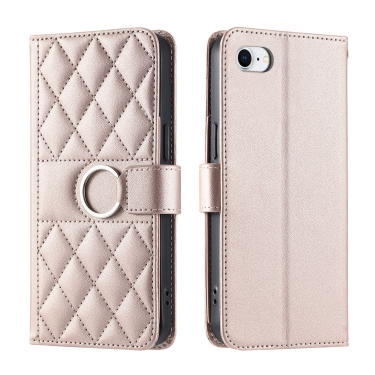 Ring Buckle Rhombic Leather Phone Case, For iPhone 14 Pro Max, For iPhone 7 / 8 / SE 2022, For iPhone 13 Pro Max, For iPhone 13 Pro, For iPhone 13 mini, For iPhone 12 / 12 Pro