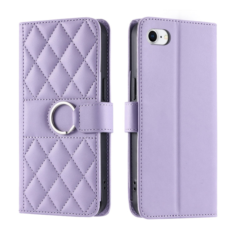 Ring Buckle Rhombic Leather Phone Case, For iPhone 14 Pro Max, For iPhone 7 / 8 / SE 2022, For iPhone 13 Pro Max, For iPhone 13 Pro, For iPhone 13 mini, For iPhone 12 / 12 Pro