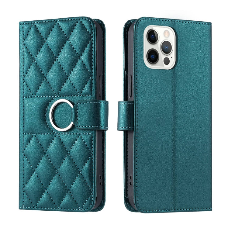 Ring Buckle Rhombic Leather Phone Case, For iPhone 14 Pro Max, For iPhone 7 / 8 / SE 2022, For iPhone 13 Pro Max, For iPhone 13 Pro, For iPhone 13 mini, For iPhone 12 / 12 Pro