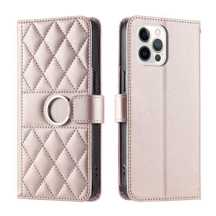 Ring Buckle Rhombic Leather Phone Case, For iPhone 14 Pro Max, For iPhone 7 / 8 / SE 2022, For iPhone 13 Pro Max, For iPhone 13 Pro, For iPhone 13 mini, For iPhone 12 / 12 Pro