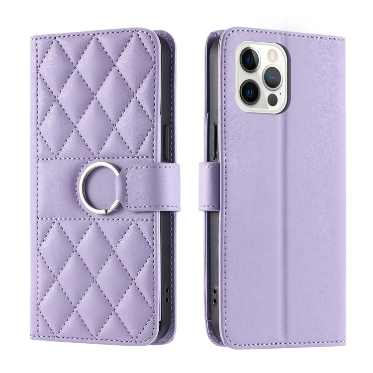 Ring Buckle Rhombic Leather Phone Case, For iPhone 14 Pro Max, For iPhone 7 / 8 / SE 2022, For iPhone 13 Pro Max, For iPhone 13 Pro, For iPhone 13 mini, For iPhone 12 / 12 Pro