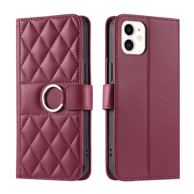 Ring Buckle Rhombic Leather Phone Case, For iPhone 12 Pro Max, For iPhone 12 mini, For iPhone 11 Pro Max, For iPhone 11, For iPhone 11 Pro, For iPhone X / XS