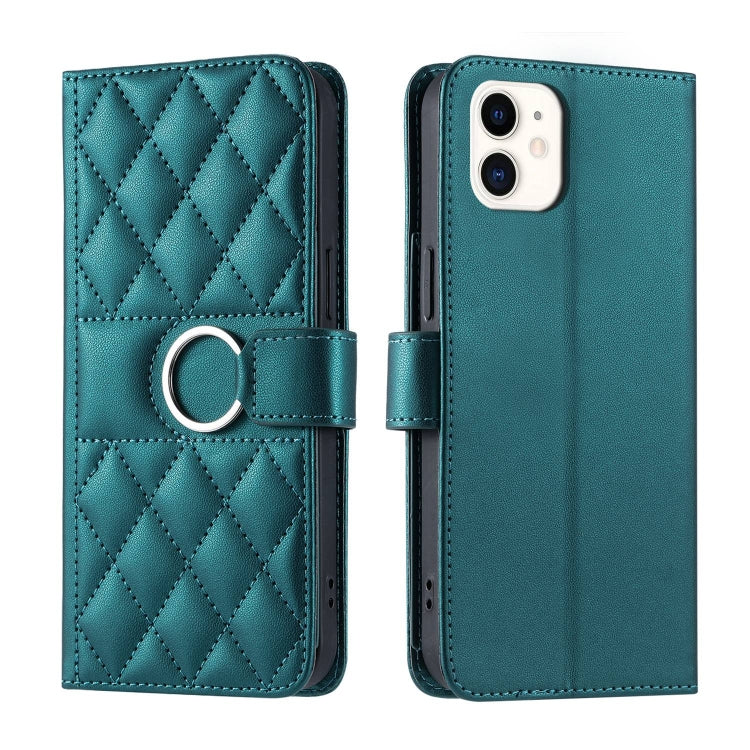 Ring Buckle Rhombic Leather Phone Case, For iPhone 12 Pro Max, For iPhone 12 mini, For iPhone 11 Pro Max, For iPhone 11, For iPhone 11 Pro, For iPhone X / XS