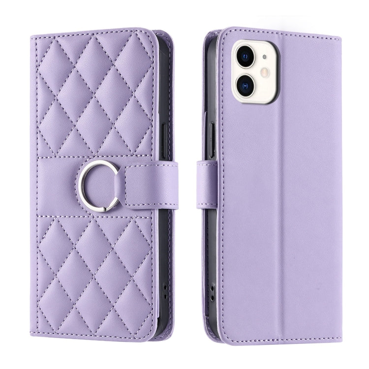 Ring Buckle Rhombic Leather Phone Case, For iPhone 12 Pro Max, For iPhone 12 mini, For iPhone 11 Pro Max, For iPhone 11, For iPhone 11 Pro, For iPhone X / XS