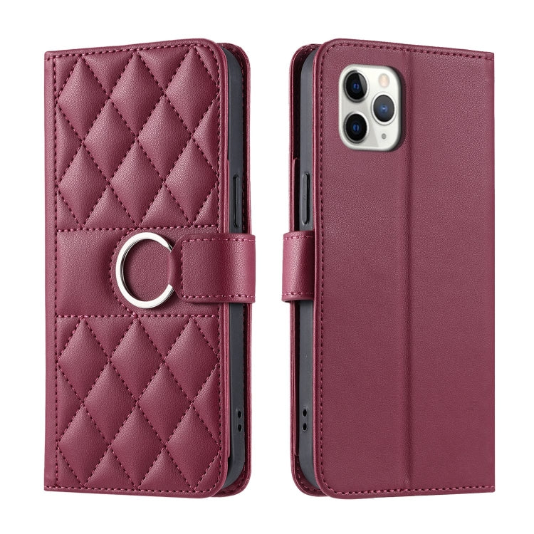 Ring Buckle Rhombic Leather Phone Case, For iPhone 12 Pro Max, For iPhone 12 mini, For iPhone 11 Pro Max, For iPhone 11, For iPhone 11 Pro, For iPhone X / XS