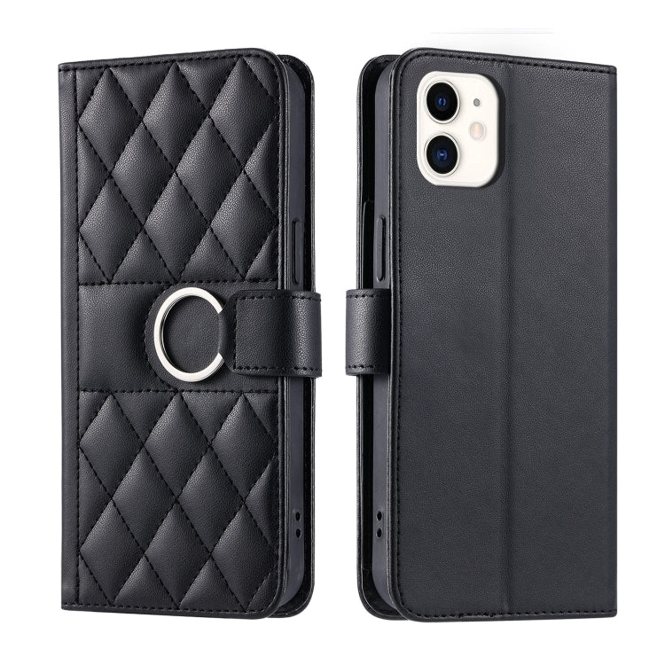 Ring Buckle Rhombic Leather Phone Case, For iPhone 12 Pro Max, For iPhone 12 mini, For iPhone 11 Pro Max, For iPhone 11, For iPhone 11 Pro, For iPhone X / XS