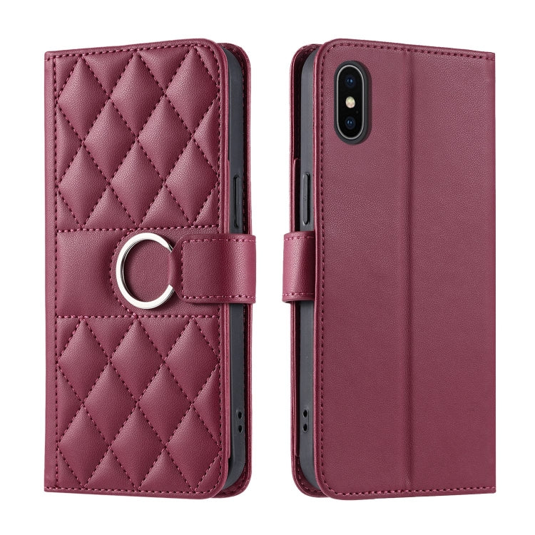 Ring Buckle Rhombic Leather Phone Case, For iPhone 12 Pro Max, For iPhone 12 mini, For iPhone 11 Pro Max, For iPhone 11, For iPhone 11 Pro, For iPhone X / XS