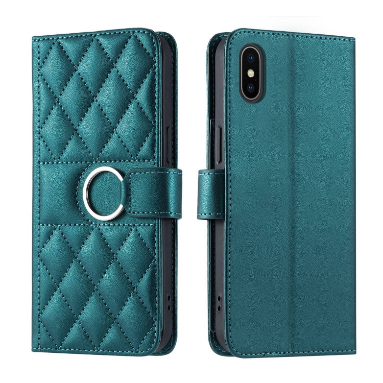 Ring Buckle Rhombic Leather Phone Case, For iPhone 12 Pro Max, For iPhone 12 mini, For iPhone 11 Pro Max, For iPhone 11, For iPhone 11 Pro, For iPhone X / XS