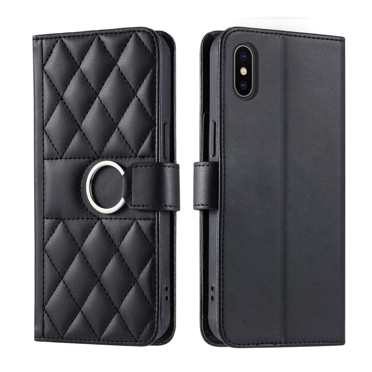 Ring Buckle Rhombic Leather Phone Case, For iPhone 12 Pro Max, For iPhone 12 mini, For iPhone 11 Pro Max, For iPhone 11, For iPhone 11 Pro, For iPhone X / XS