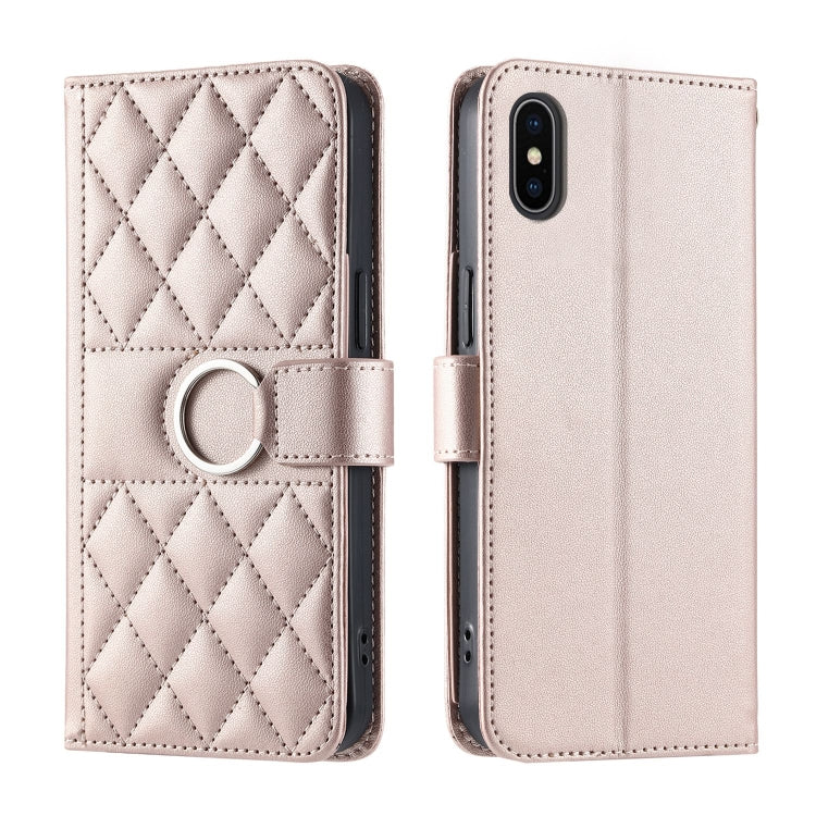 Ring Buckle Rhombic Leather Phone Case, For iPhone 12 Pro Max, For iPhone 12 mini, For iPhone 11 Pro Max, For iPhone 11, For iPhone 11 Pro, For iPhone X / XS