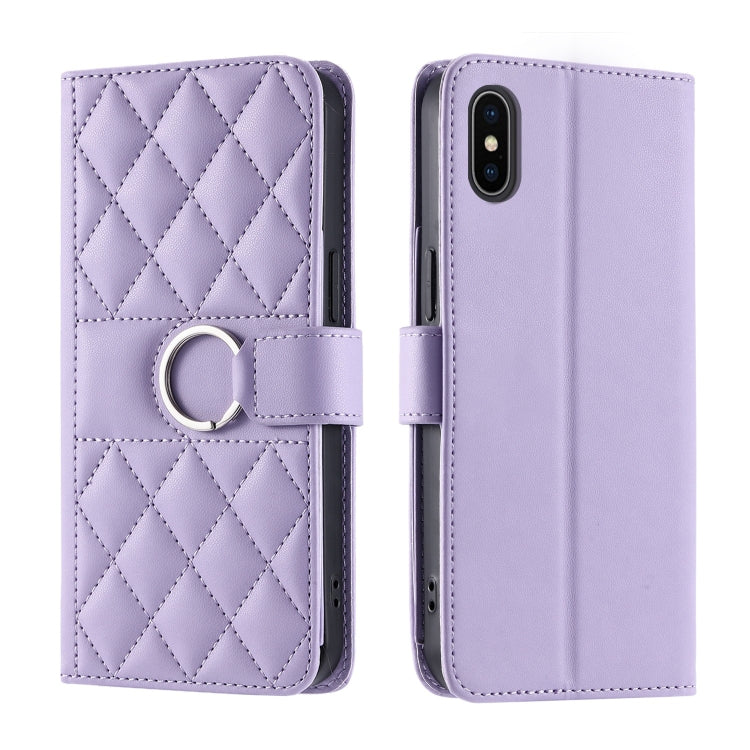 Ring Buckle Rhombic Leather Phone Case, For iPhone 12 Pro Max, For iPhone 12 mini, For iPhone 11 Pro Max, For iPhone 11, For iPhone 11 Pro, For iPhone X / XS