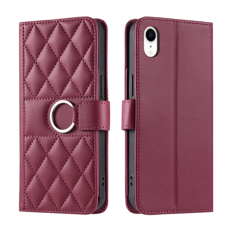 Ring Buckle Rhombic Leather Phone Case, For iPhone XR, For iPhone XS Max, For iPhone 7 Plus / 8 Plus