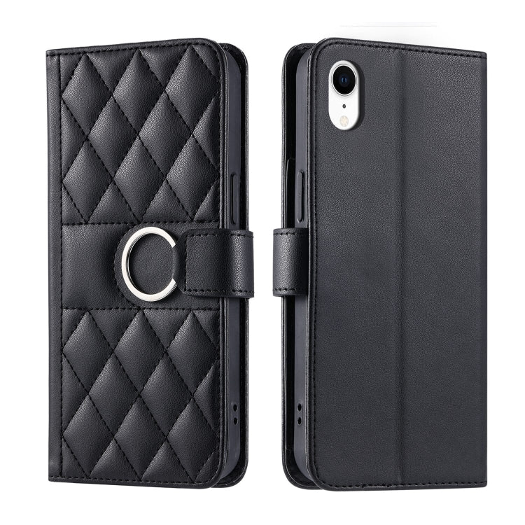 Ring Buckle Rhombic Leather Phone Case, For iPhone XR, For iPhone XS Max, For iPhone 7 Plus / 8 Plus