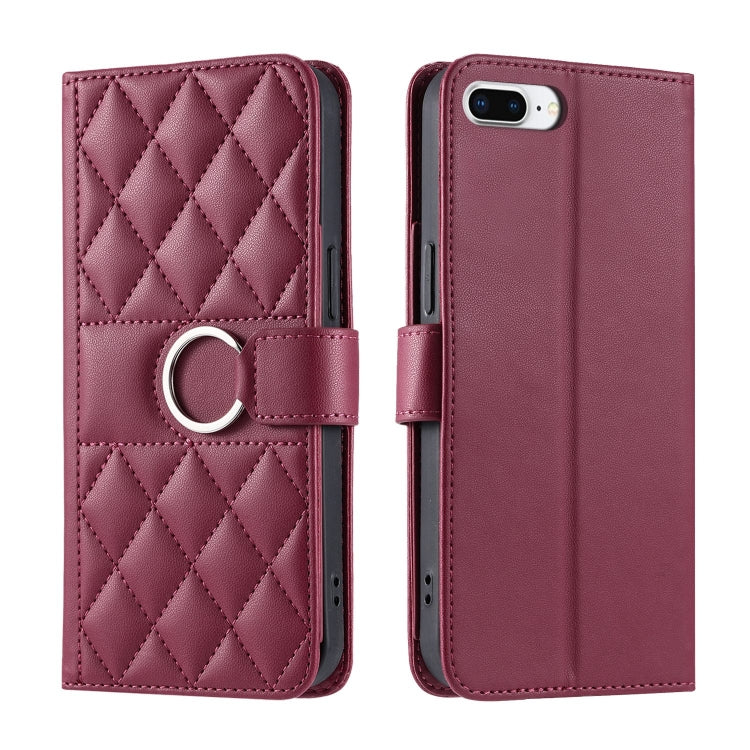 Ring Buckle Rhombic Leather Phone Case, For iPhone XR, For iPhone XS Max, For iPhone 7 Plus / 8 Plus