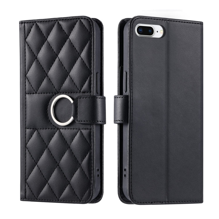 Ring Buckle Rhombic Leather Phone Case, For iPhone XR, For iPhone XS Max, For iPhone 7 Plus / 8 Plus