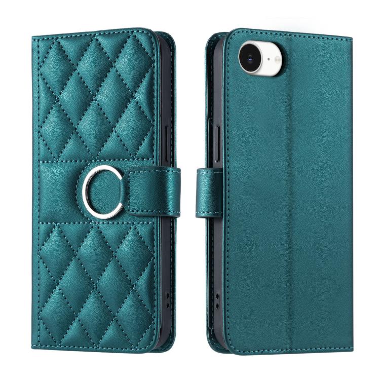 Ring Buckle Rhombic Leather Phone Case, For iPhone 16e, For iPhone 16 Pro Max, For iPhone 16 Pro, For iPhone 16 Plus, For iPhone 16, For iPhone 15 Pro Max