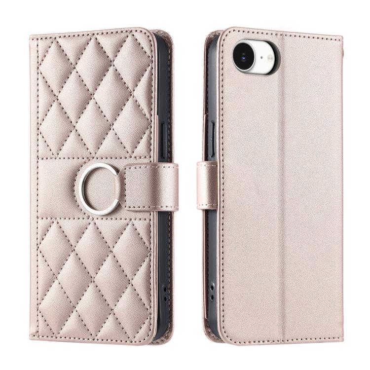 Ring Buckle Rhombic Leather Phone Case, For iPhone 16e, For iPhone 16 Pro Max, For iPhone 16 Pro, For iPhone 16 Plus, For iPhone 16, For iPhone 15 Pro Max