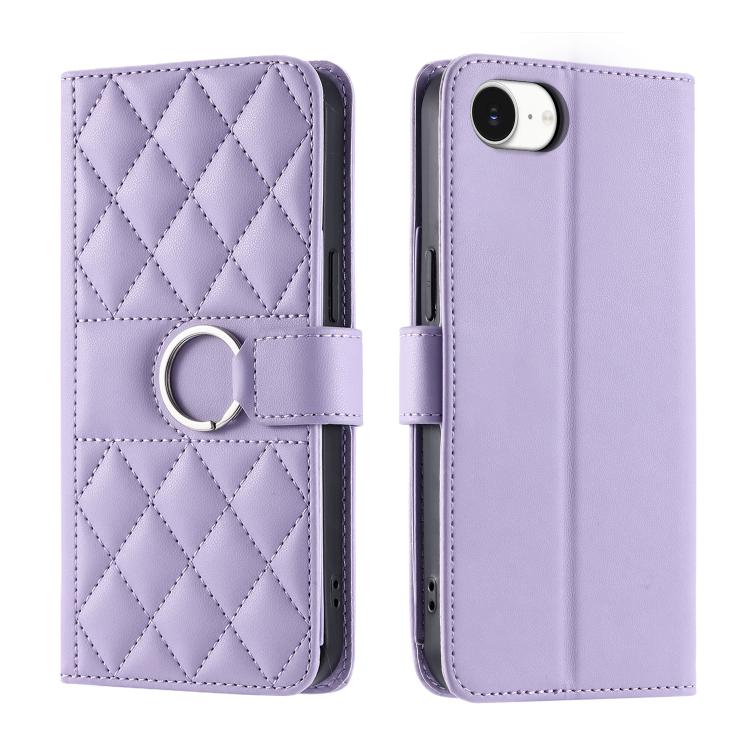 Ring Buckle Rhombic Leather Phone Case, For iPhone 16e, For iPhone 16 Pro Max, For iPhone 16 Pro, For iPhone 16 Plus, For iPhone 16, For iPhone 15 Pro Max