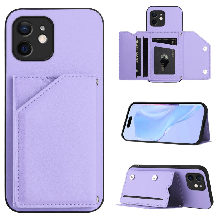 Skin Feel Four Card Slots Phone Case with Wrist Strap, For iPhone 12 mini, For iPhone 11 Pro Max, For iPhone 11, For iPhone 11 Pro, For iPhone X / XS