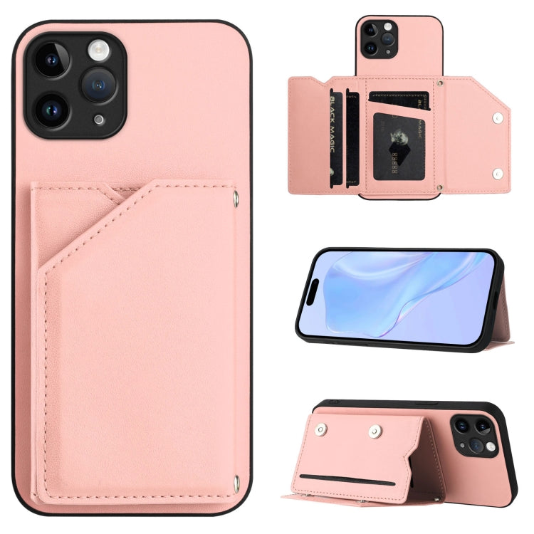 Skin Feel Four Card Slots Phone Case with Wrist Strap, For iPhone 12 mini, For iPhone 11 Pro Max, For iPhone 11, For iPhone 11 Pro, For iPhone X / XS