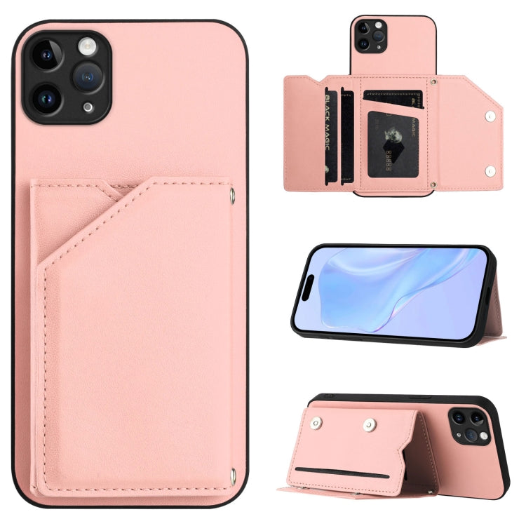 Skin Feel Four Card Slots Phone Case with Wrist Strap, For iPhone 12 mini, For iPhone 11 Pro Max, For iPhone 11, For iPhone 11 Pro, For iPhone X / XS