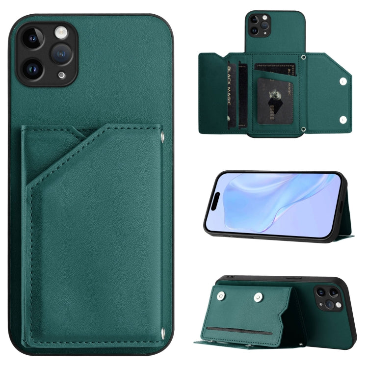 Skin Feel Four Card Slots Phone Case with Wrist Strap, For iPhone 12 mini, For iPhone 11 Pro Max, For iPhone 11, For iPhone 11 Pro, For iPhone X / XS