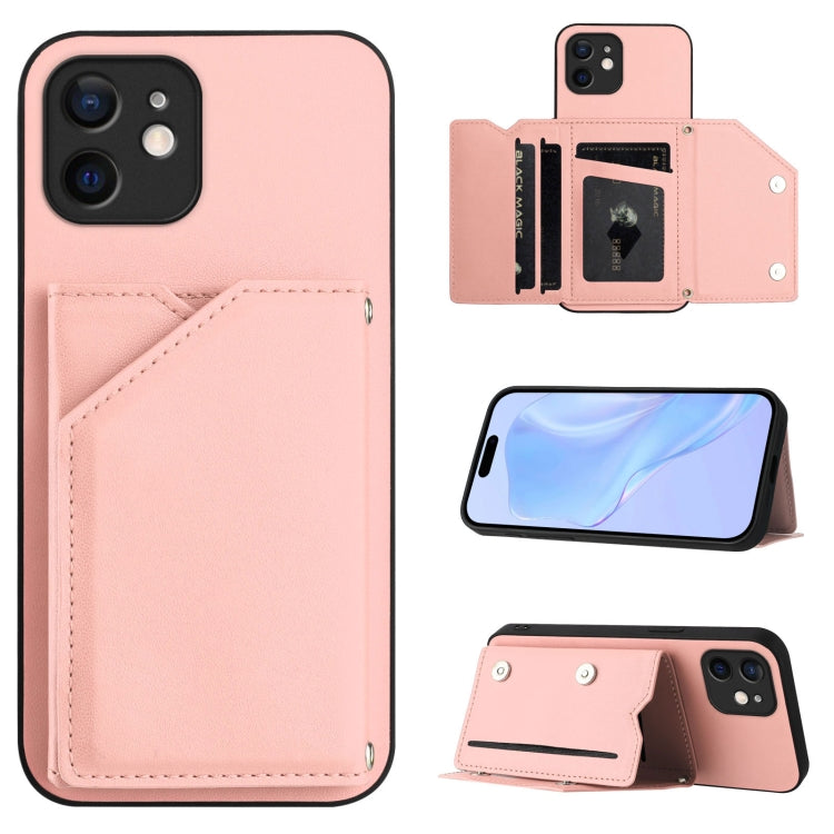 Skin Feel Four Card Slots Phone Case with Wrist Strap, For iPhone 13, For iPhone 13 mini, For iPhone 12, For iPhone 12 Pro Max, For iPhone 12 Pro