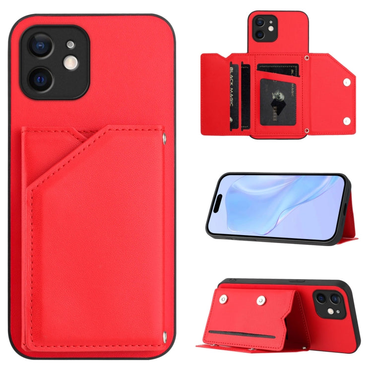 Skin Feel Four Card Slots Phone Case with Wrist Strap, For iPhone 13, For iPhone 13 mini, For iPhone 12, For iPhone 12 Pro Max, For iPhone 12 Pro