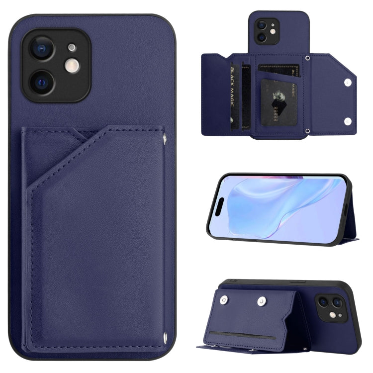 Skin Feel Four Card Slots Phone Case with Wrist Strap, For iPhone 13, For iPhone 13 mini, For iPhone 12, For iPhone 12 Pro Max, For iPhone 12 Pro