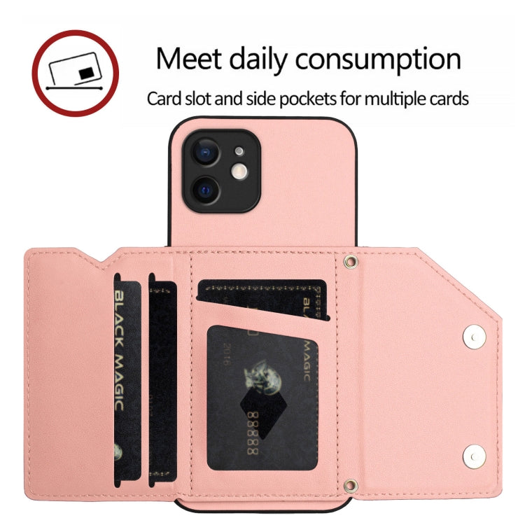 Skin Feel Four Card Slots Phone Case with Wrist Strap, For iPhone 12 mini, For iPhone 11 Pro Max, For iPhone 11, For iPhone 11 Pro, For iPhone X / XS